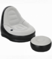 Outsunny Inflatable Chair and Foot Stool for Gaming, Reading, Watching, Grey