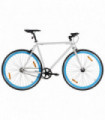 vidaXL Fixed Gear Bike White and Blue 700c 59 cm
