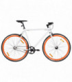 vidaXL Fixed Gear Bike White and Orange 700c 55 cm