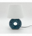 40CM BLUE CERAMIC  LAMP AND SHADE