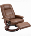 HOMCOM Ergonomic Office Recliner Sofa Chair PU Leather Armchair Lounger Brown
