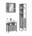 vidaXL 3 Piece Bathroom Cabinet Set Grey Sonoma Engineered Wood