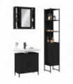 vidaXL 3 Piece Bathroom Cabinet Set Black Engineered Wood