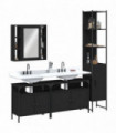vidaXL 4 Piece Bathroom Cabinet Set Black Engineered Wood