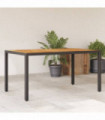 vidaXL Garden Table with Acacia Wood Top Black 150x90x75 cm Poly Rattan