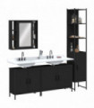 vidaXL 4 Piece Bathroom Cabinet Set Black Engineered Wood