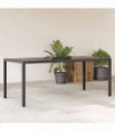 vidaXL Garden Table with Glass Top Black 190x90x75 cm Poly Rattan