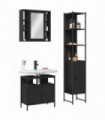 vidaXL 3 Piece Bathroom Cabinet Set Black Engineered Wood