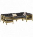 vidaXL 6 Piece Garden Sofa Set with Cushions Impregnated Wood Pine