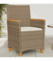 vidaXL Garden Chairs with Cushions 2 pcs Beige Poly Rattan&Solid Wood