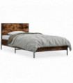 vidaXL Bed Frame Smoked Oak 100x200 cm Engineered Wood and Metal