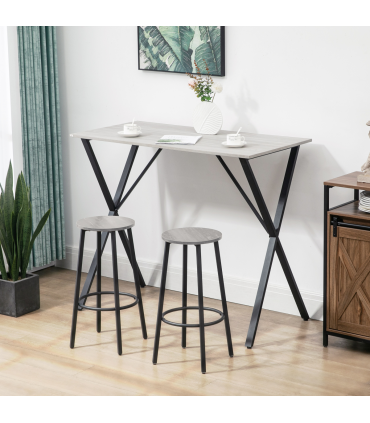 120 cm Rectangular Breakfast Bar Table for 4 People, Steel Legs, White