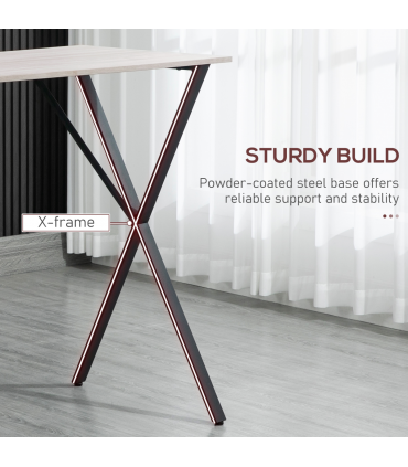 120 cm Rectangular Breakfast Bar Table for 4 People, Steel Legs, White