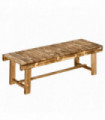 Wood Garden Bench Carbonised Finish 110cm x 38cm x 35cm Natural Wood