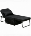 HOMCOM Folding Sleeper Chair Bed with Pillow and Side Pockets, Black