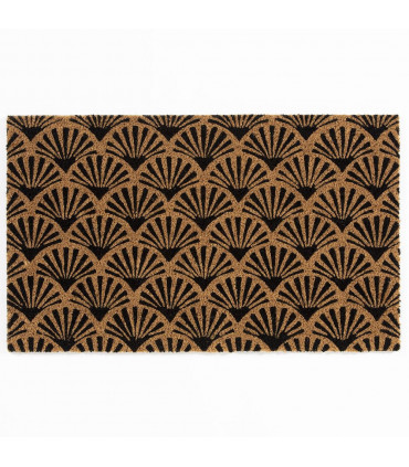 Astley Scallop Deco Latex Backed Coir 45x75cm Black Doormat