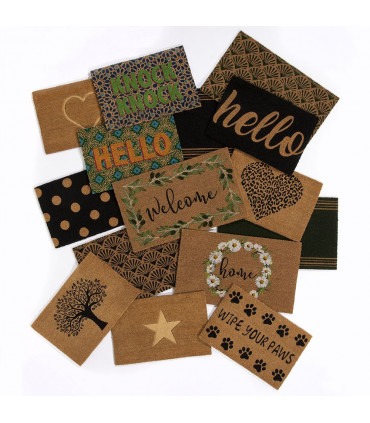 Astley Scallop Deco Latex Backed Coir 45x75cm Black Doormat