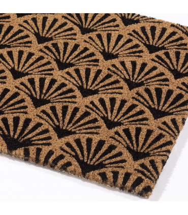 Astley Scallop Deco Latex Backed Coir 45x75cm Black Doormat