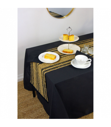 Avon 100% Cotton 240x140cm Black Tablecloth