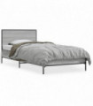 vidaXL Bed Frame Grey Sonoma 75x190 cm Small Single Engineered Wood and Metal