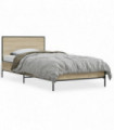 vidaXL Bed Frame Sonoma Oak 90x190 cm Single Engineered Wood and Metal