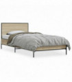 vidaXL Bed Frame Sonoma Oak 90x200 cm Engineered Wood and Metal