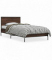 vidaXL Bed Frame Brown Oak 90x200 cm Engineered Wood and Metal