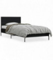 vidaXL Bed Frame Black 75x190 cm Small Single Engineered Wood and Metal