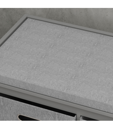 HOMCOM Shoe Bench with Cushioned Seat, 3 Fabric Drawers for Entryway Hallway