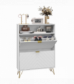 HOMCOM Narrow Shoe Storage Cabinet with 2 Flip Drawers for 12 Pairs of Shoes