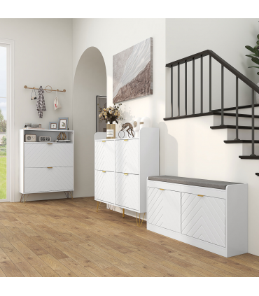 HOMCOM Narrow Shoe Storage Cabinet with 2 Flip Drawers for 12 Pairs of Shoes