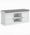 HOMCOM Shoe Storage Bench with Cushion 2 Cabinets for Entryway Hallway White