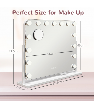 HOMCOM Hollywood Dimmable Lighted Makeup Mirror with Magnifier, USB Port