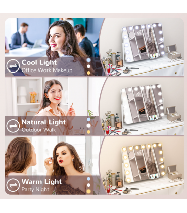 HOMCOM Hollywood Dimmable Lighted Makeup Mirror with Magnifier, USB Port