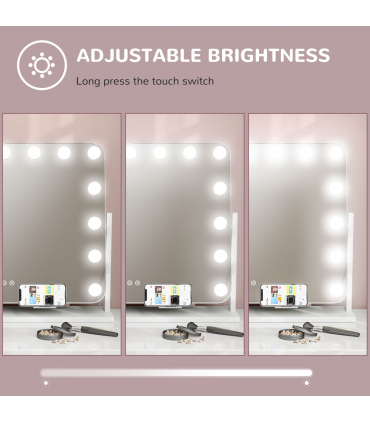 HOMCOM Hollywood Dimmable Lighted Makeup Mirror with Magnifier, USB Port