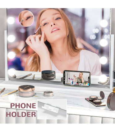 HOMCOM Hollywood Dimmable Lighted Makeup Mirror with Magnifier, USB Port