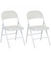 HOMCOM 2 Pack Padded Folding Chairs with Cushioned Seat and Metal Frame White