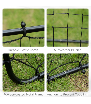 HOMCOM Rebounder Net Goal for Kids Adults Baseball Football Training Black