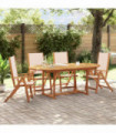 vidaXL 5 Piece Garden Dining Set Solid Wood Acacia and Textilene