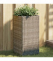 vidaXL Garden Planter Grey 30x30x60 cm Poly Rattan