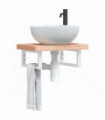 vidaXL Basin Shelf Wall Mounted Steel and Solid Wood Beech