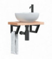 vidaXL Basin Shelf Wall Mounted Steel and Solid Wood Beech