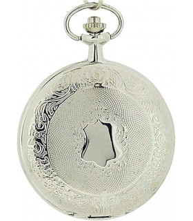 Jakob Strauss Classic Silver Tone & 12 Inch Brass Chain Pocket Watch - CLEARANCE NEEDS RE-BATTERY
