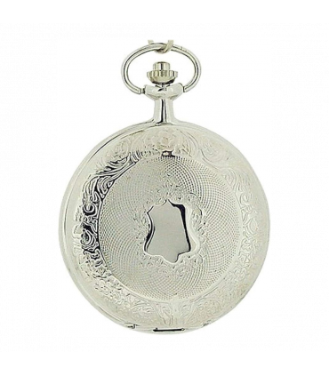 Jakob Strauss Classic Silver Tone & 12 Inch Brass Chain Pocket Watch - CLEARANCE NEEDS RE-BATTERY