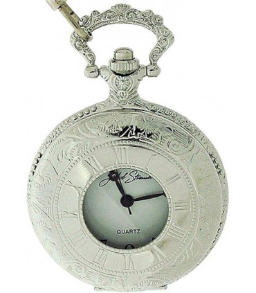Jakob Strauss Open Window Classic Silver Tone & 12 Inch Brass Chain Pocket Watch - CLEARANCE NEEDS RE-BATTERY