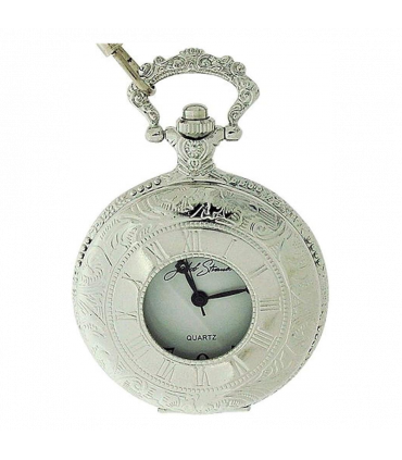 Jakob Strauss Open Window Classic Silver Tone & 12 Inch Brass Chain Pocket Watch - CLEARANCE NEEDS RE-BATTERY