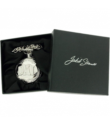 Jakob Strauss DAD Classic Silver Tone & 12 Inch Brass Chain Pocket Watch - CLEARANCE NEEDS RE-BATTERY
