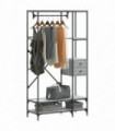 vidaXL Clothes Rack with Shelves Grey Sonoma Engineered Wood