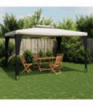 vidaXL Gazebo with Double Roof Cream 3.98x2.98 m Steel