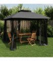 vidaXL Gazebo with Double Roof and Mesh Walls Anthracite 2.94x2.94 m Steel